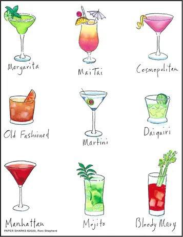 Flour Sack Towel - Cocktails