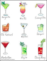 Flour Sack Towel - Cocktails