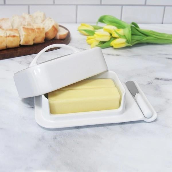 Butterie Porcelain Butter Dish - White