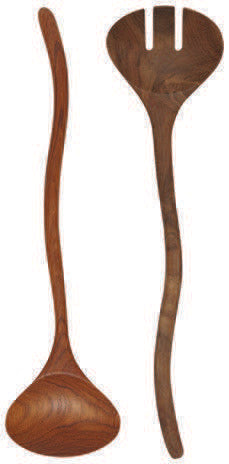 Teak Wood Wavy Salad Servers (Set 2)