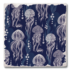 Absorbent Stone Coaster - Patterned Jellyfish