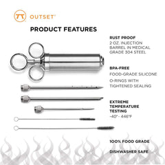 Outset Meat Injector Stainless Steel (6 piece)