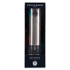 Cole & Mason Battersea Electric Salt and Pepper Grinder- Electronic, Battery Operated Mill, Stainless Steel