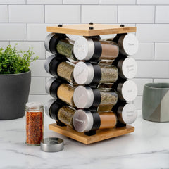 Cole & Mason Blyth Classic Wooden 16 Jar Carousel Bamboo