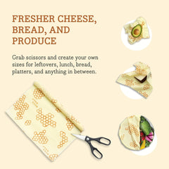 Bee's Wrap Beeswax Food Wrap Roll (Cut-to-Size) - Honeycomb