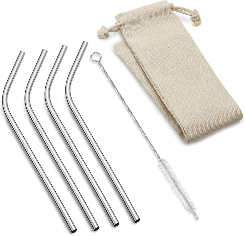 Outset Stainless Steel  Bent Straws w/Bag
