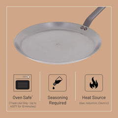 de Buyer Pancake Pan 9.5" Mineral B Element (Carbon Steel)