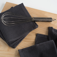 Dish Cloth Ripple Black Set/2