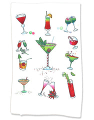 Flour Sack Towel - Xmas Cocktails