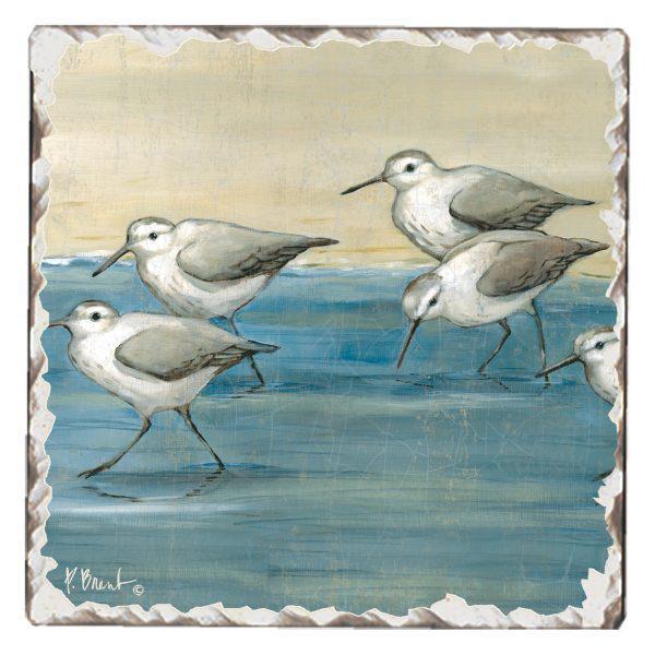 Absorbent Stone Coaster - Sandpipers on the Beach