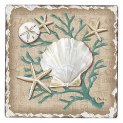 Absorbent Stone Coaster - Linen Shells