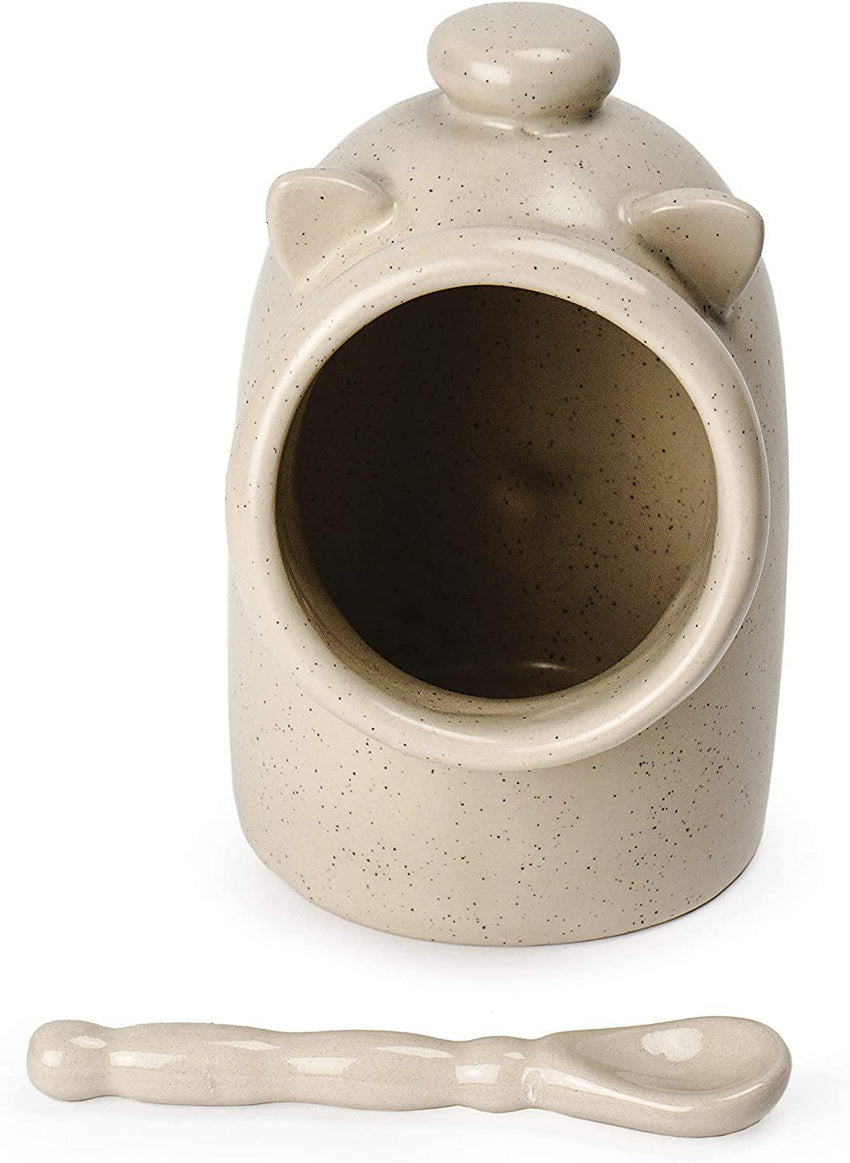 RSVP Stoneware Salt Pig w/Spoon - Oatmeal