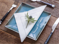 Dinner Napkin White/Silver Stitch
