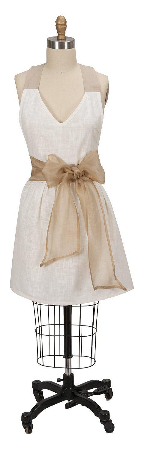 Kay Dee Apron White With Organza Sash