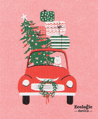 Swedish Dishcloth Winter Wheels Cat/Sponge Cloth/Holiday
