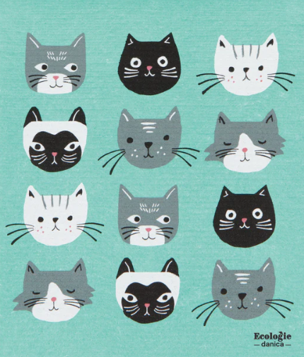Swedish Dishcloth Cats Meow 10 x12"/Sponge Towel