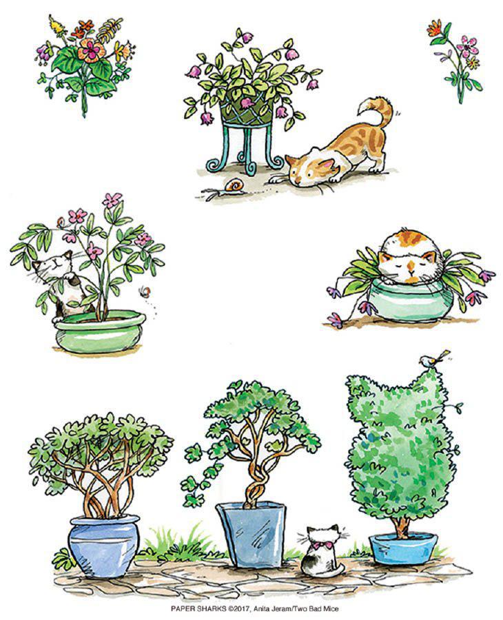 Flour Sack Towel Cats In The Garden
