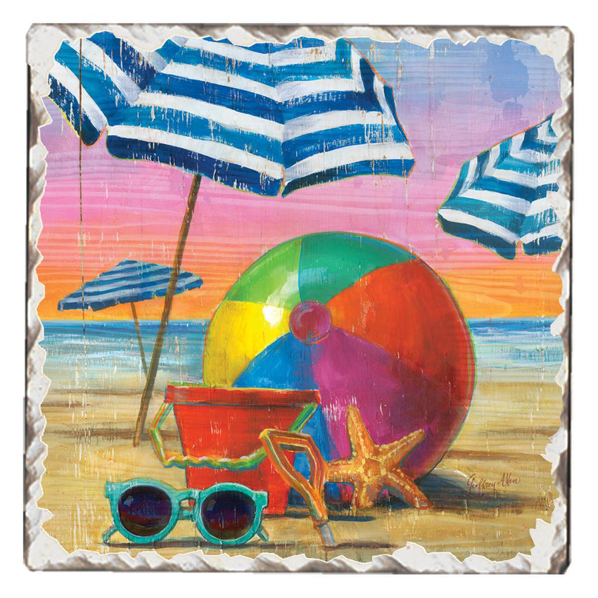 Absorbent Stone Coaster - Beachball