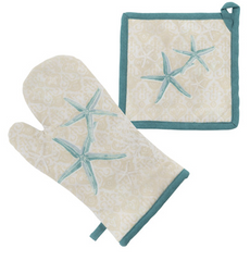 Oven Mitt And Pot Holder Set Laguna Shells