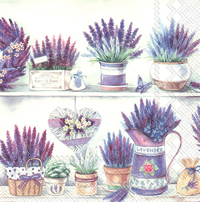 Cocktail Napkins Lavender Pots