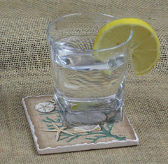 Absorbent Stone Coaster - Linen Shells