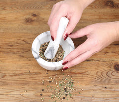 Natural White Marble Mortar & Pestle