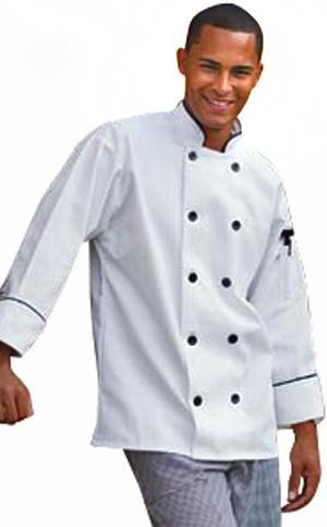 Chef Coat Madrid White W/Black Piping (XL)