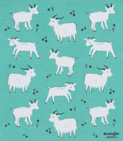 Swedish Dishcloth Goats 10 x 12"/Sponge Towel