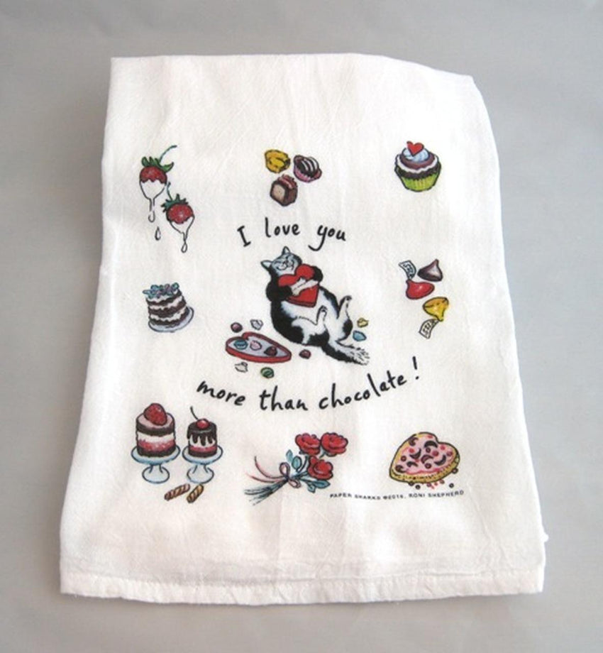 Flour Sack Towel - Love You Cat