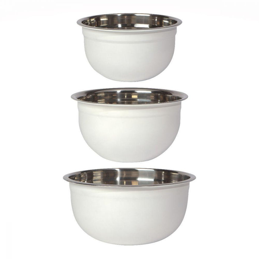 Matte Steel Mixing Bowls White Egg (Set 3)