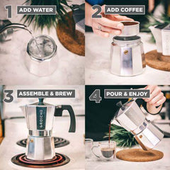 Grosche Stovetop Espresso Coffee Maker (3 cup)
