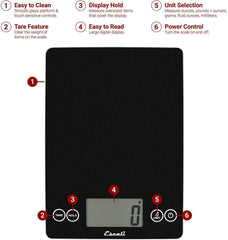 Digital Scale Black Obsidian - Escali Arti Glass