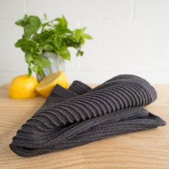 Dish Cloth Ripple Black Set/2