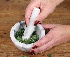 Natural White Marble Mortar & Pestle